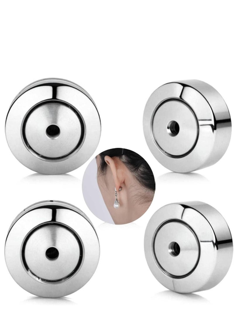 Excefore Earring Backs for Droopy Ears, 4PCS Earring Backs for Studs, Heavy Earrings, Secure Pierced Stainless Steel Earring Replacements, Large Heavy Earring Support Backs - Image 1