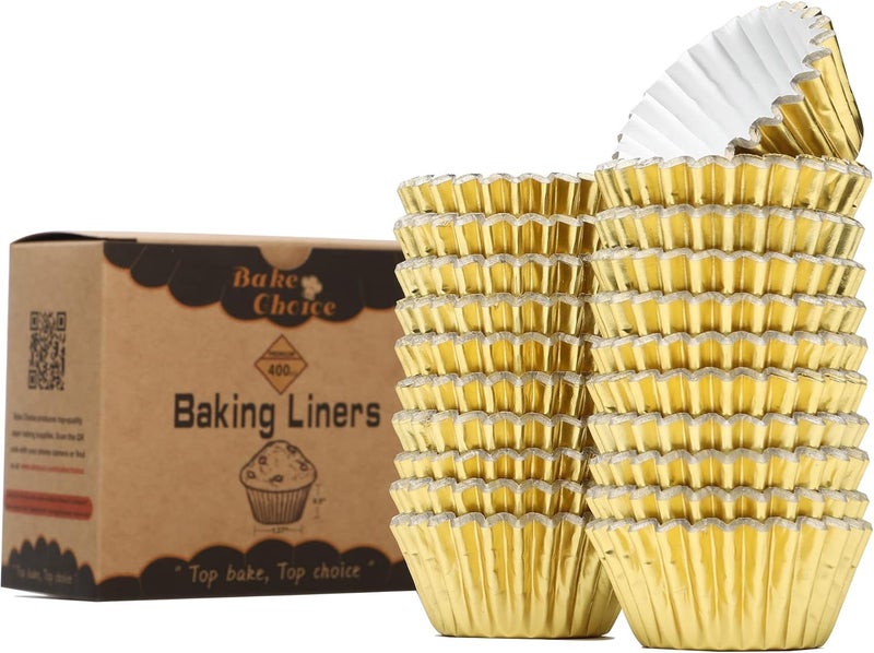 Bake Choice Non-Stick 400pcs Gold Mini Cupcake Liners for baking, Mini Size Foil muffin liners Cupcake Wrappers, Christmas Cupcake Liners for Christmas Decorations - Image 5