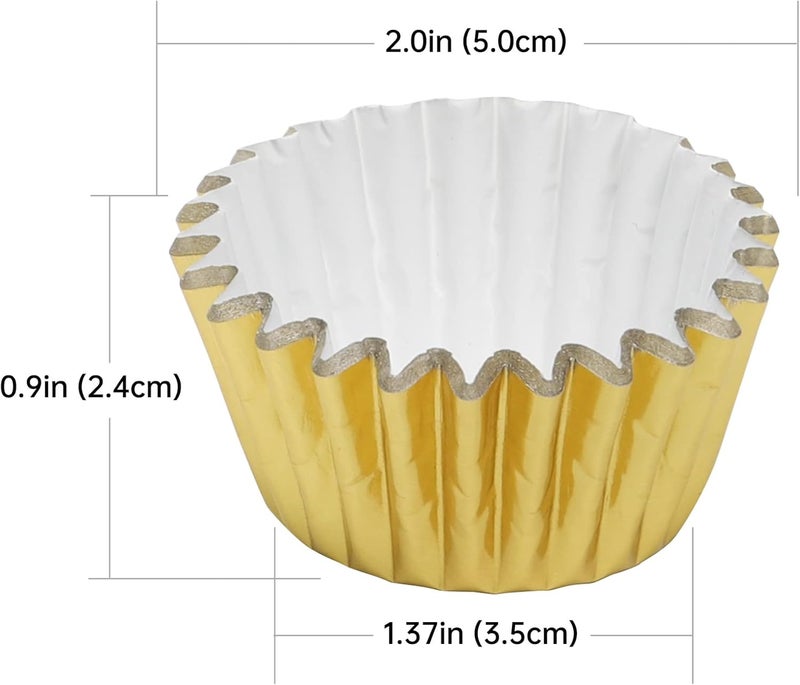 Bake Choice Non-Stick 400pcs Gold Mini Cupcake Liners for baking, Mini Size Foil muffin liners Cupcake Wrappers, Christmas Cupcake Liners for Christmas Decorations - Image 2