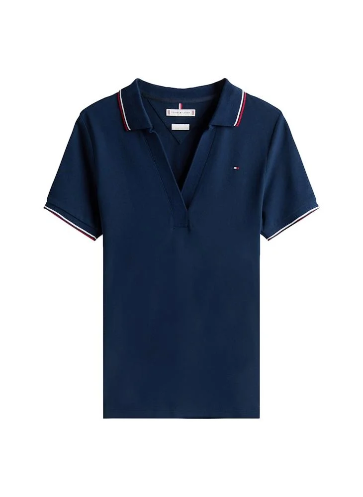 TOMMY HILFIGER 1985 TIPPING SLIM OPEN SS POLO