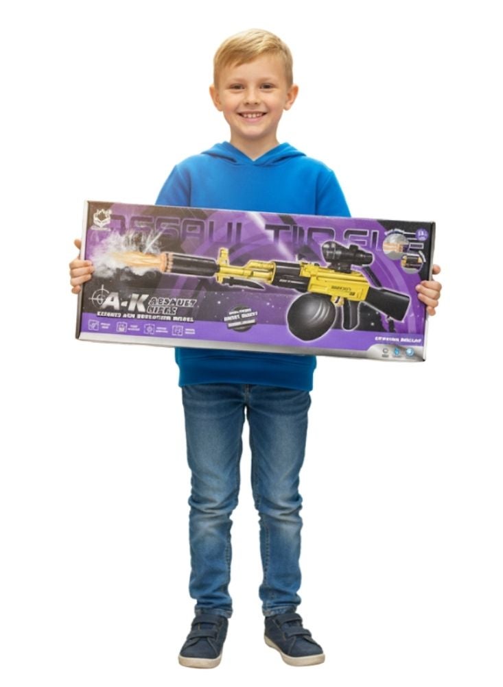 بريميم بندقية لعبة على طراز إيه كيه مزودة برصاصة كريستالية – بندقية هجومية للأطفال مع منظار وتصميم واقعي - Image 2