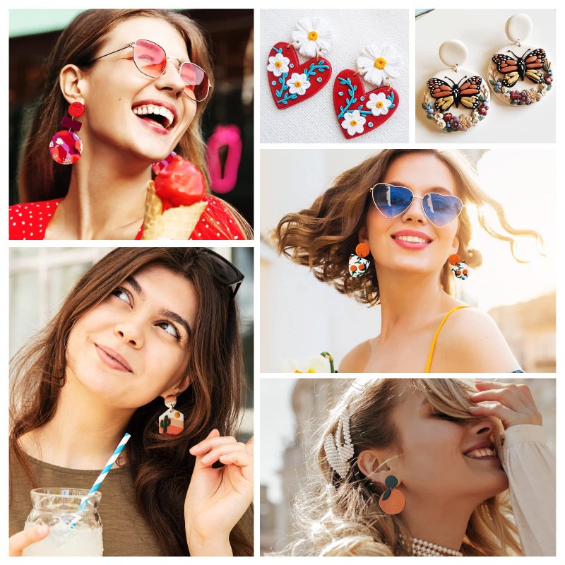 Cruzix Polymer Clay Cutters for Earrings Making, 705 PCS Clay Cutters Set with 49 Shapes Stainless Steel Clay Cutter Tools, 640 PCS Jewelry Accessories, 16 Circle Shape Earring Cutters for Polymer Clay - Image 2