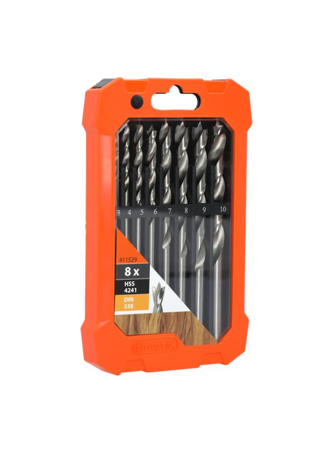 Tactix 8-Piece Break-Resistant HSS Brad Point Drill Bit Set with Plastic Storage Case Grey  - Image 3