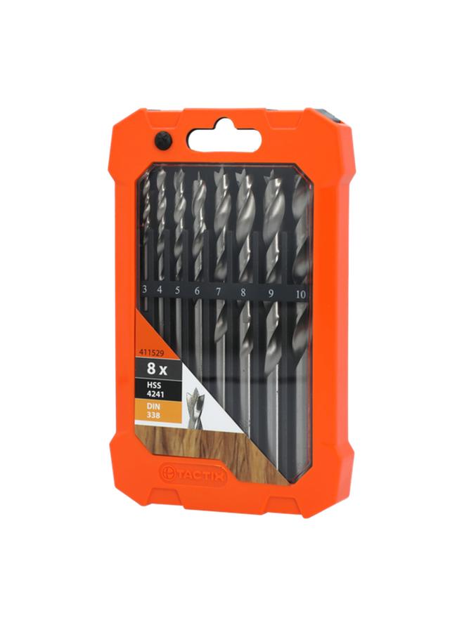 Tactix 8-Piece Break-Resistant HSS Brad Point Drill Bit Set with Plastic Storage Case Grey  - Image 2