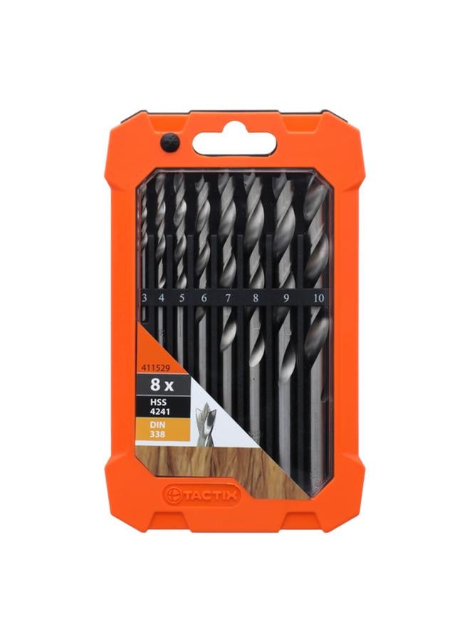 Tactix 8-Piece Break-Resistant HSS Brad Point Drill Bit Set with Plastic Storage Case Grey  - Image 1