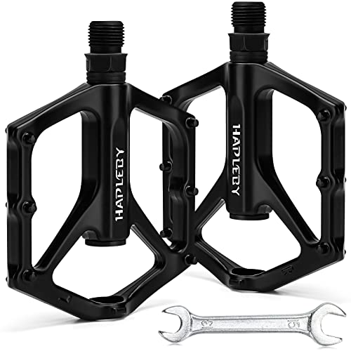 Hapleby Premium Bike Pedals of 9/16 Inch, Professional Mountain and Road Bike Flat Pedal with 2 Sealed Bearings, Wide Paltform and Lightweight of Bicycle Pedals, Come with Pedal Wrench 1PCS - Image 1