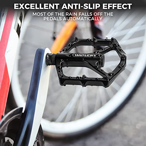 Hapleby Premium Bike Pedals of 9/16 Inch, Professional Mountain and Road Bike Flat Pedal with 2 Sealed Bearings, Wide Paltform and Lightweight of Bicycle Pedals, Come with Pedal Wrench 1PCS - Image 4