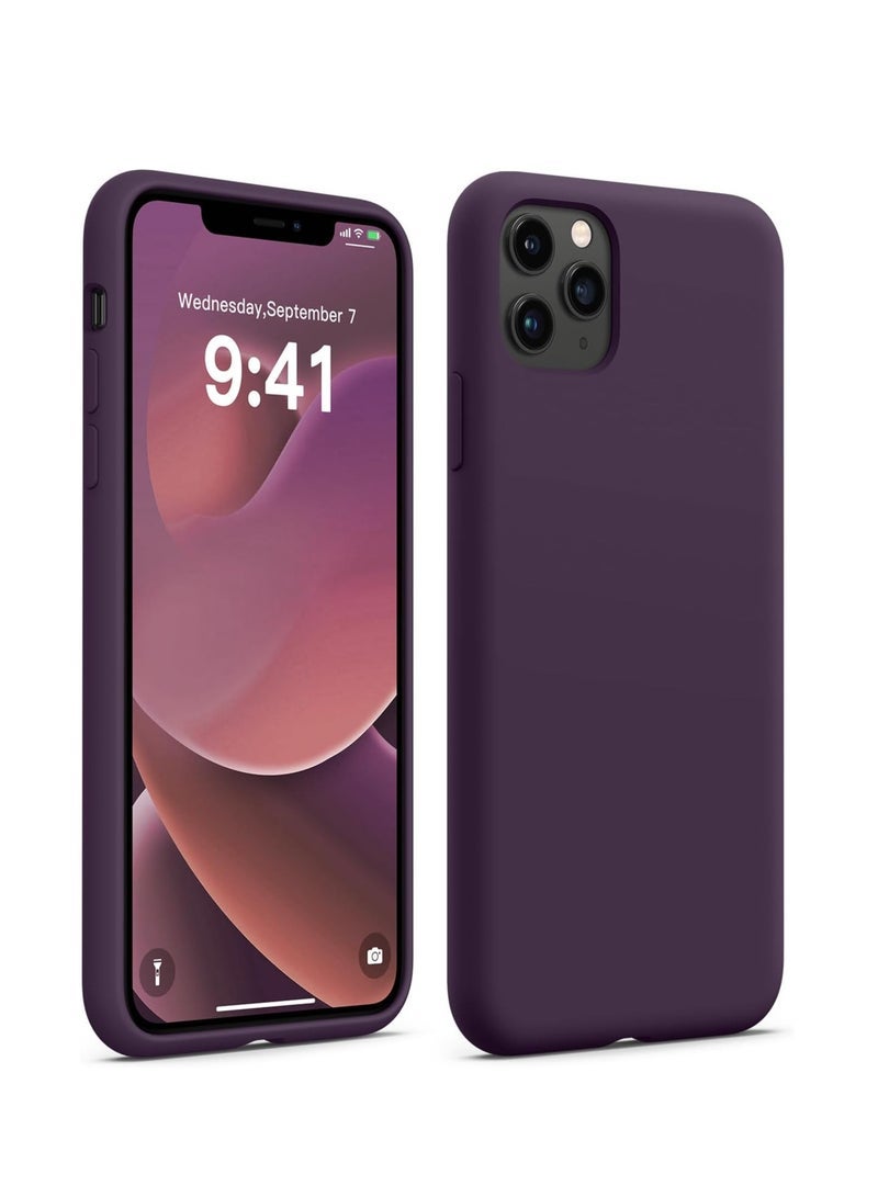 جراب سيليكون نحيف ومرن وناعم لحماية كاملة للجسم لهاتف iPhone 11 Pro Max (6.5 بوصة) (بنفسجي داكن)