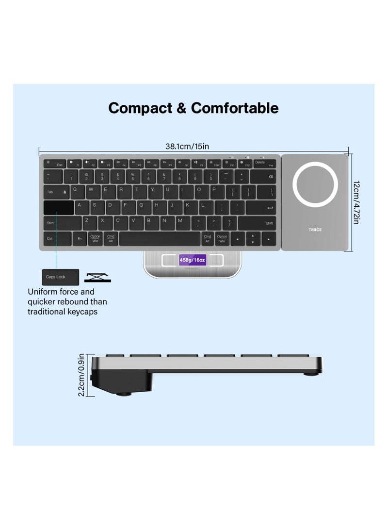 Wireless Keyboard, with Wireless Charger Module (Sync Up to 4 Devices),Tactile Quiet Switches, Backlit Keys, Bluetooth, Type-C, macOS, Windows, Linux, iOS, Android
