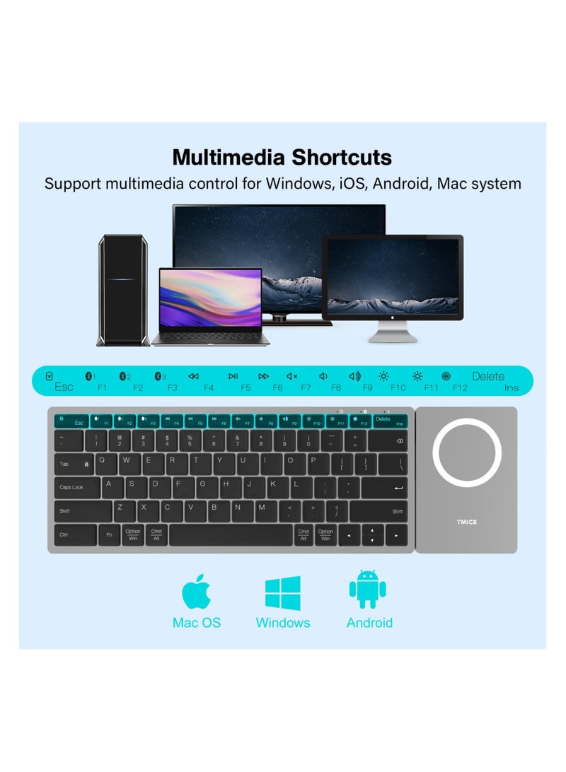 Wireless Keyboard, with Wireless Charger Module (Sync Up to 4 Devices),Tactile Quiet Switches, Backlit Keys, Bluetooth, Type-C, macOS, Windows, Linux, iOS, Android