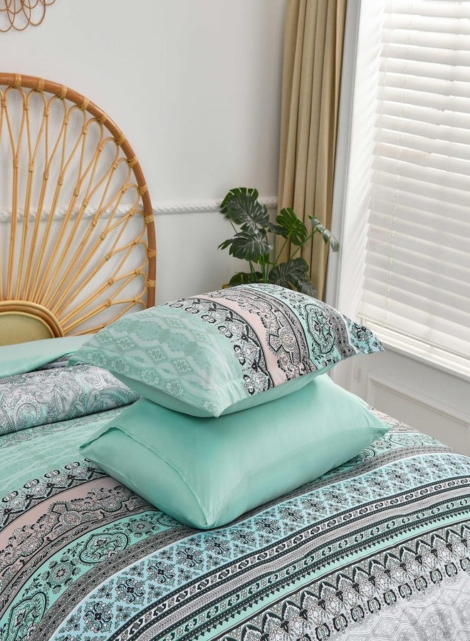 Cottolester Boho Comforter Set Full Size,8 Piece Bed in a Bag Sage Green Paisley Comforter and Sheet Set,Striped Bedding Set Soft Microfiber Complete Bedding Set - Image 5