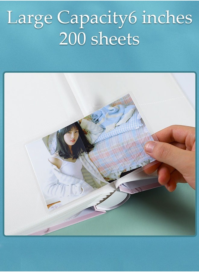 DUNISO - 200 Pockets Flower Pattern Photo Album for 6 Inches Photos Portable Photo Album for Family Wedding Boys Girls - Image 1