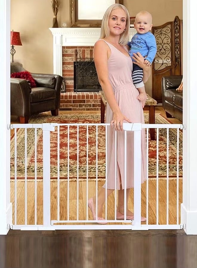 LO.BABY.VE Auto Close Safety Baby Gate, Extra Wide Child Gate, Maximum Suitable For 143 CM, Including 10 CM, 20 CM, 30 CM Extension Rack, Easy Walk Through Durability Dog Gate For Stairs, Doorways - Image 1