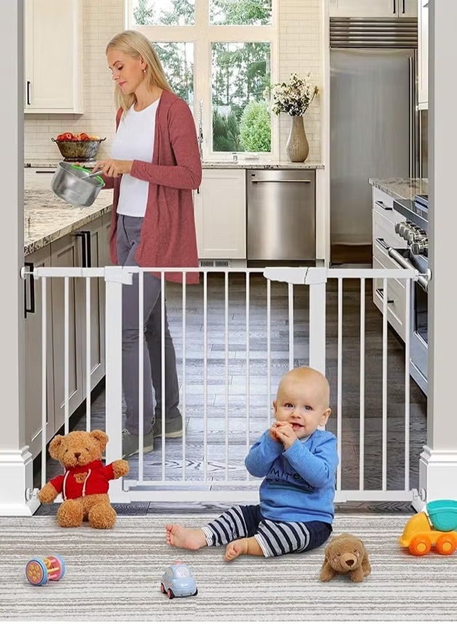 LO.BABY.VE Auto Close Safety Baby Gate, Extra Wide Child Gate, Maximum Suitable For 143 CM, Including 10 CM, 20 CM, 30 CM Extension Rack, Easy Walk Through Durability Dog Gate For Stairs, Doorways - Image 2