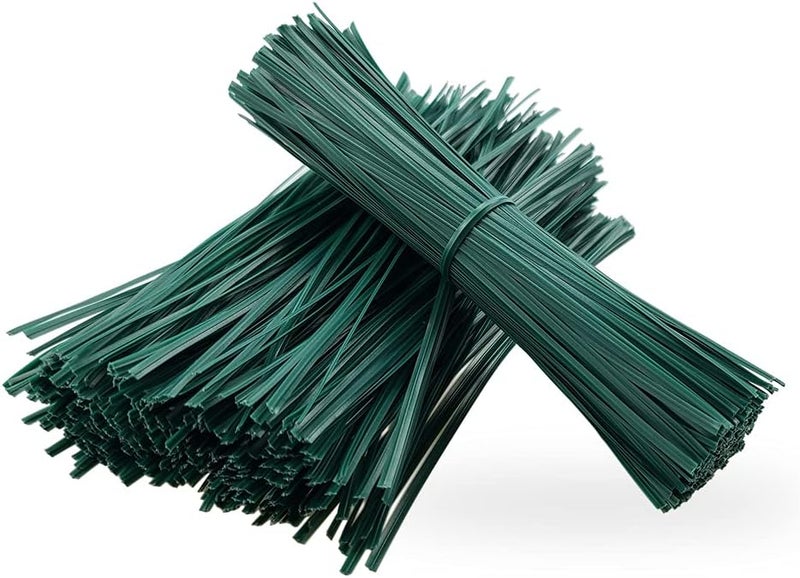 POYEE 6" 15cm Garden Twist Ties Plastic Garden Plant Support Cable Cord Ties (500, Green) - Image 1