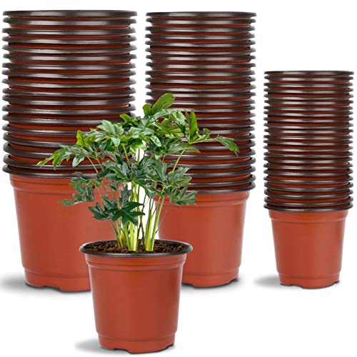 Augshy 120 Pcs Plastic Plants Nursery Pot Indoor Outdoor Seed Starting Pots 456Inch - Image 1