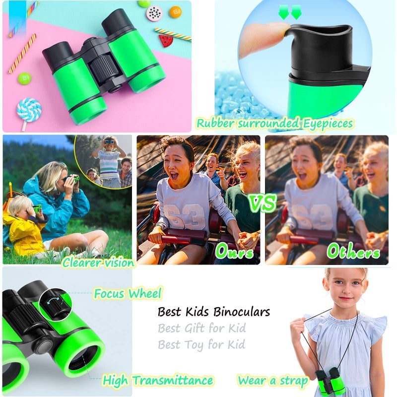 ARTOMIDE Kids Binoculars Best Gifts for 3-12 Years Boys Girls High-Resolution Optics Shockproof Mini Compact Binocuolar Toys Folding Small Telescope for Bird Watching Camping Outdoor Play - Image 4