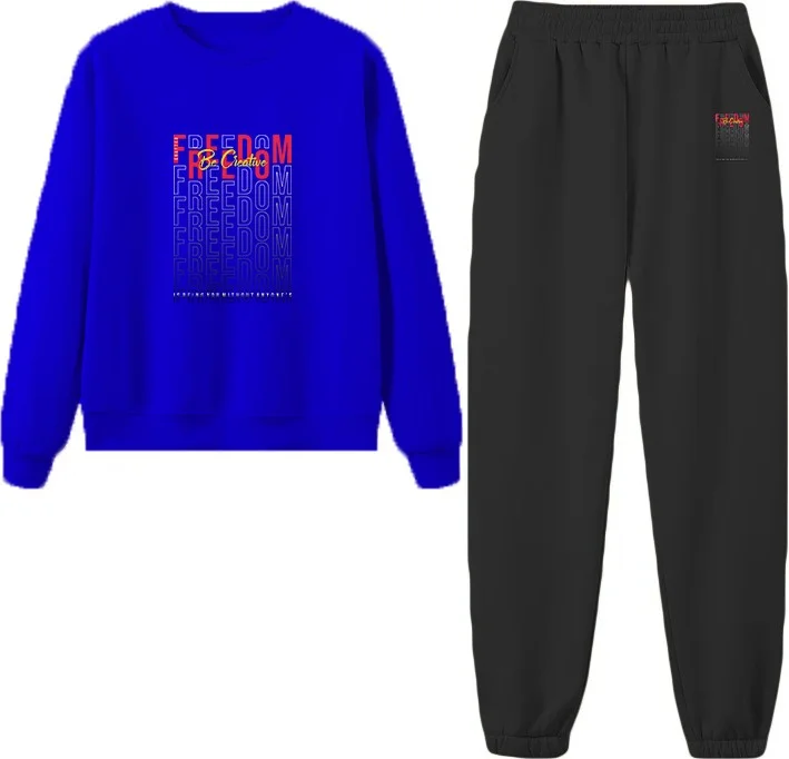 دوغ فش Tracksuit Set Oversize Freedom Printed Tracksuit Set,lover,couple Combination Navy Blue