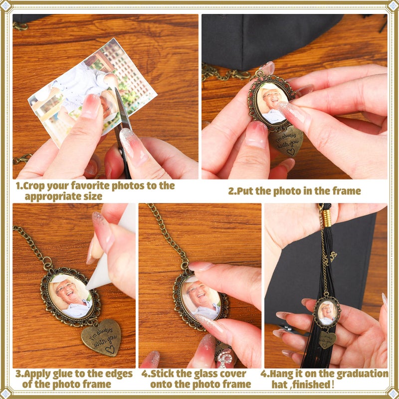 Fairooth 4 Pcs Graduation Cap Tassel Photo Charm Personalized Graduation Caps Present Class of 2025 Grad Cap Decorations Memorial DIY Tassel Gifts for Grad Caps Gown Class of 2025 Ceremony - Image 3