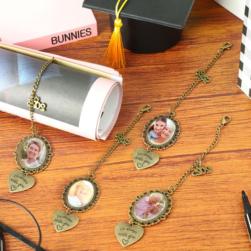 Fairooth 4 Pcs Graduation Cap Tassel Photo Charm Personalized Graduation Caps Present Class of 2025 Grad Cap Decorations Memorial DIY Tassel Gifts for Grad Caps Gown Class of 2025 Ceremony - Image 5