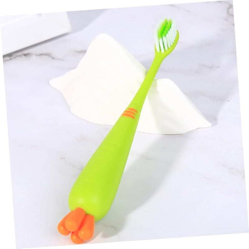 4 قطع فرشاة أسنان للأطفال شعيرات ناعمة تصميم جزرة تعليم نظافة الفم الألوان - Image 3