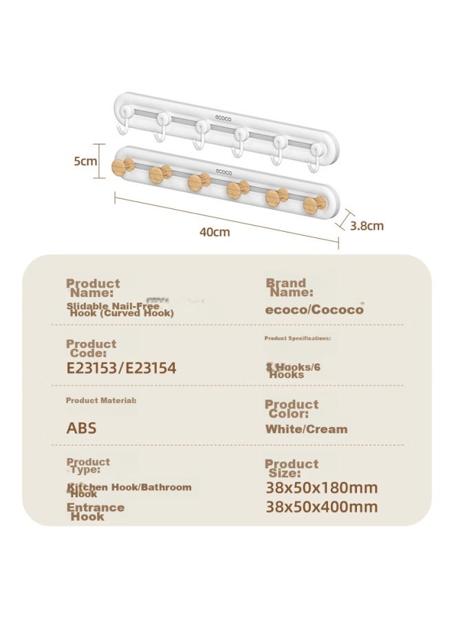 Ecoco Italian Cocoa Ecoco Adhesive Hooks, No Drilling Required, Traceless, For Entryway, Bathroom, Wall, Kitchen, Door Back, Khaki Wood Grain, E23154 - Image 2