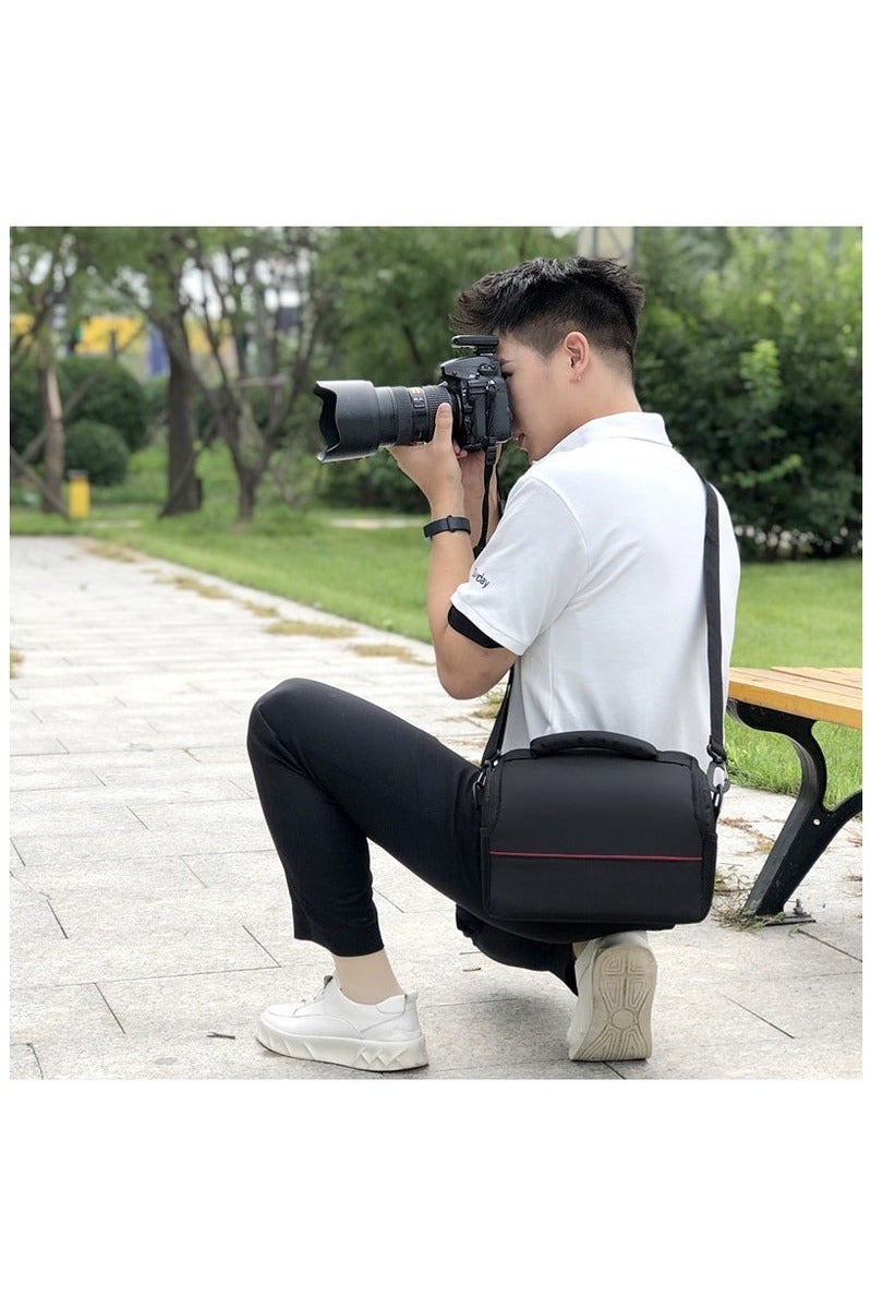 Black Camera Bag,Waterproof Anti-shock Camera Case Bag Compatible for Canon, Nikon, Sony, Olympus, Panasonic, Samsung, Pentax and More Cameras - Image 2