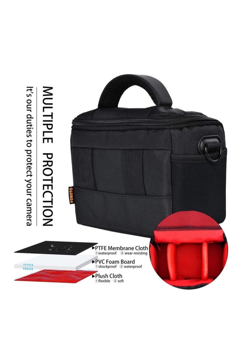 Black Camera Bag,Waterproof Anti-shock Camera Case Bag Compatible for Canon, Nikon, Sony, Olympus, Panasonic, Samsung, Pentax and More Cameras - Image 3