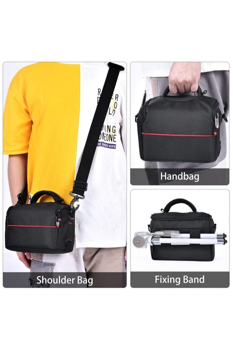 Black Camera Bag,Waterproof Anti-shock Camera Case Bag Compatible for Canon, Nikon, Sony, Olympus, Panasonic, Samsung, Pentax and More Cameras - Image 4