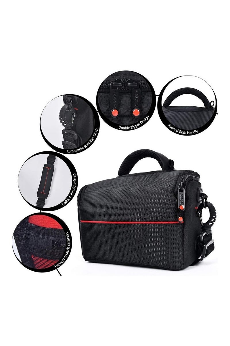 Black Camera Bag,Waterproof Anti-shock Camera Case Bag Compatible for Canon, Nikon, Sony, Olympus, Panasonic, Samsung, Pentax and More Cameras - Image 5