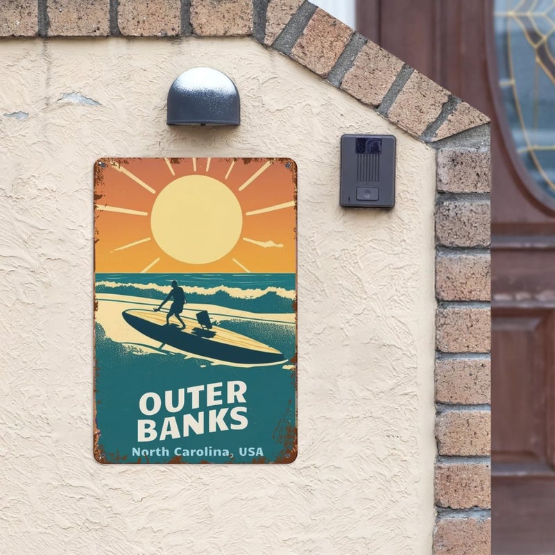 LifeWheel 33-Retro Outer Banks Surf Sun Sand Metal Sign - Vintage North Carolina Wall Art Decor for Club Bedroom - Funny Rustic Hotel Party Metal Poster for Bar Man Cave - Unique Wall Decoration Gift - Image 2