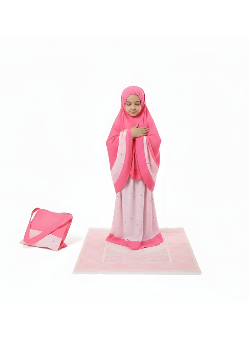 إلانيسا  عمر 4–5 سنوات – فستان صلاة مميز للأطفال مع حقيبة وسجادة صلاة متناسقة، صناعة تركية - Image 5