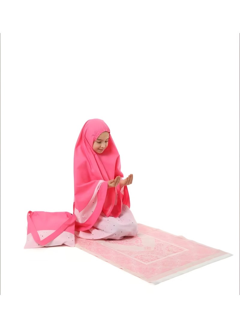 إلانيسا  عمر 4–5 سنوات – فستان صلاة مميز للأطفال مع حقيبة وسجادة صلاة متناسقة، صناعة تركية - Image 2
