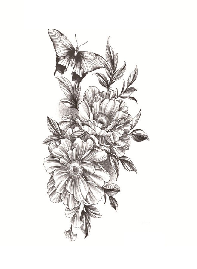 208x95mm فراشة الحب زهرة طباعة ملصق وشم مقاوم للماء - Image 2