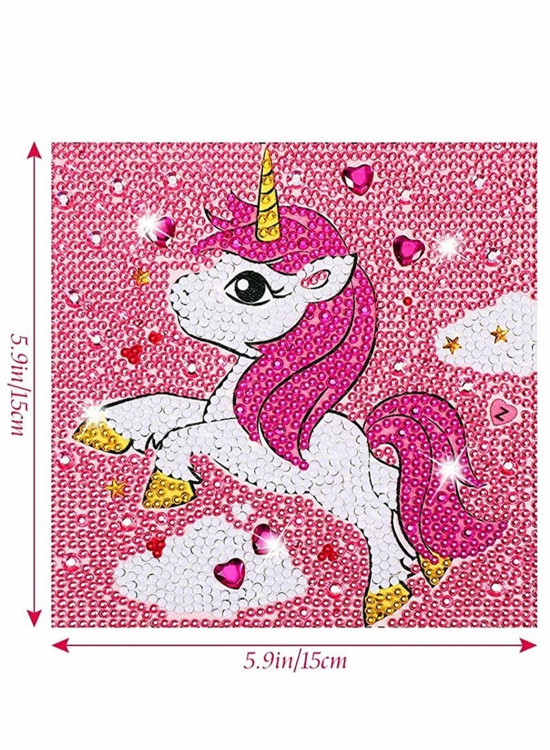Excefore Diamond Painting Kits for Kids 6 Packs 6x6 Inch Arts & Crafts Wooden Frame Gem Art Unicorn Stickers Kids' Mosaic DIY Embroidery Gift - Image 3