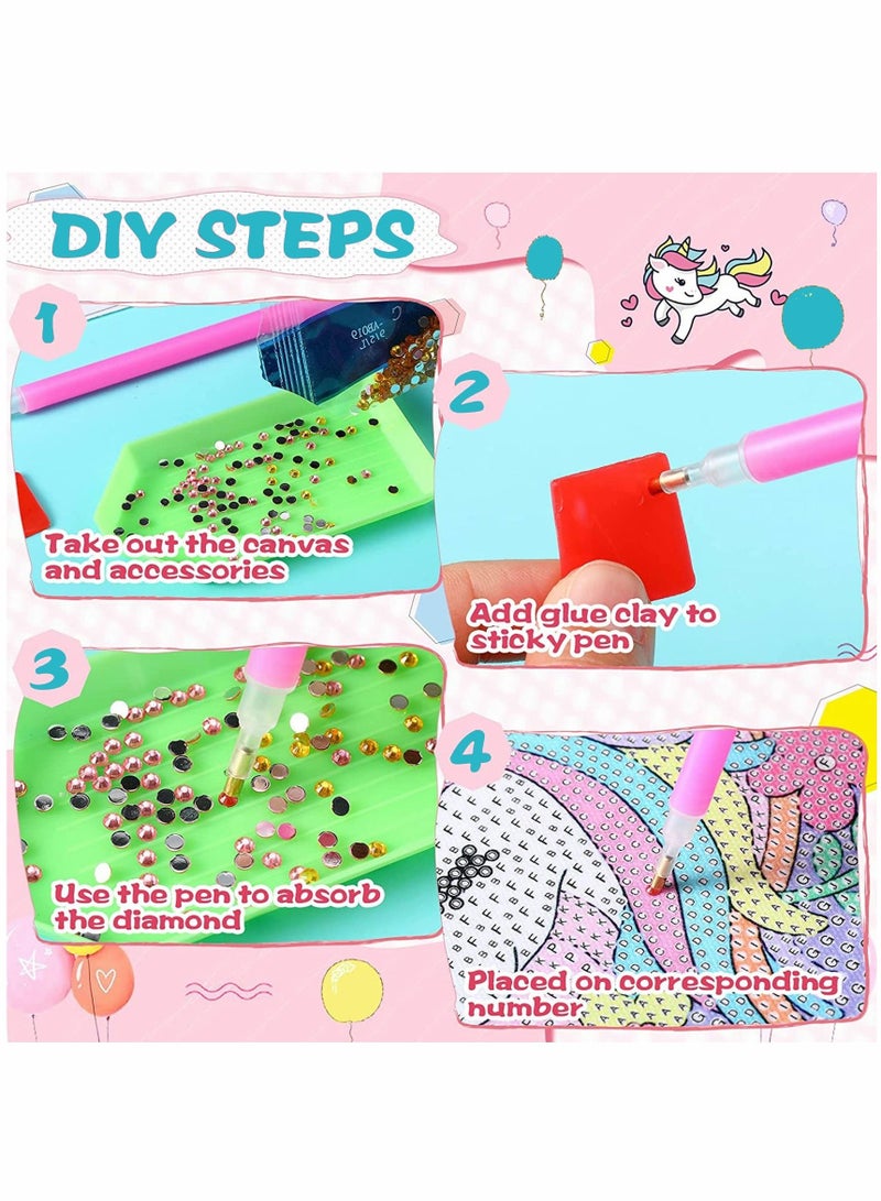 Excefore Diamond Painting Kits for Kids 6 Packs 6x6 Inch Arts & Crafts Wooden Frame Gem Art Unicorn Stickers Kids' Mosaic DIY Embroidery Gift - Image 5