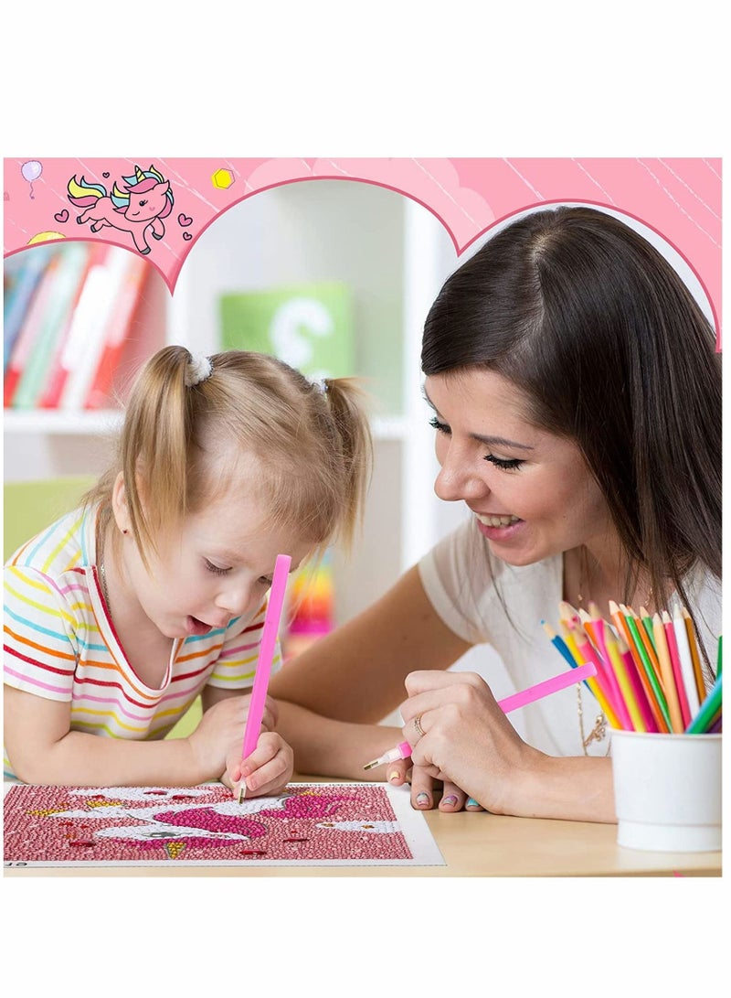 Excefore Diamond Painting Kits for Kids 6 Packs 6x6 Inch Arts & Crafts Wooden Frame Gem Art Unicorn Stickers Kids' Mosaic DIY Embroidery Gift - Image 2