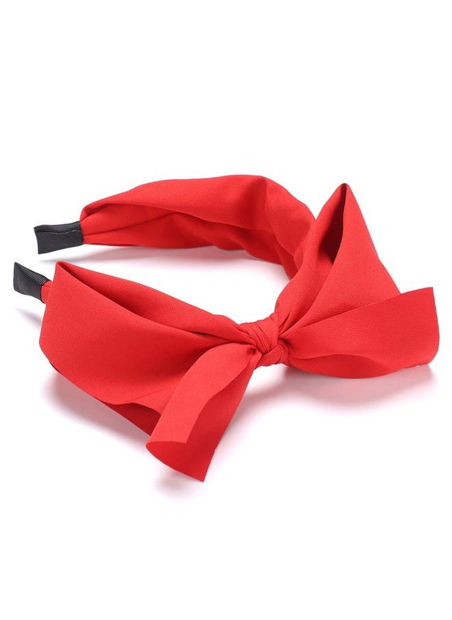 WantGor - Bow Headbands for Women, Big Bowknot Hair Hoop, Hair Band Bows, Hair Accessories (Red, 1 Count Pack of 1) - Image 1