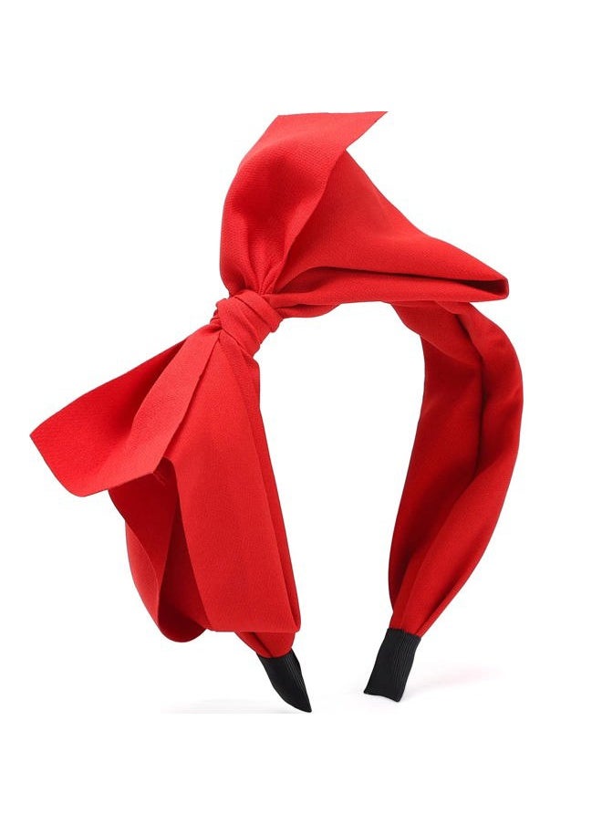WantGor - Bow Headbands for Women, Big Bowknot Hair Hoop, Hair Band Bows, Hair Accessories (Red, 1 Count Pack of 1) - Image 1