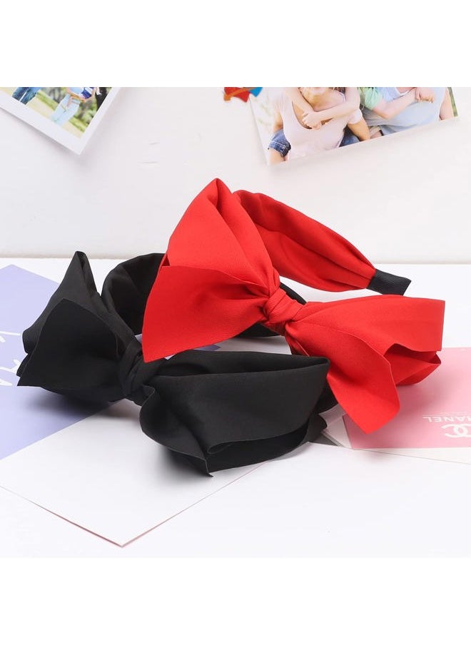 WantGor - Bow Headbands for Women, Big Bowknot Hair Hoop, Hair Band Bows, Hair Accessories (Red, 1 Count Pack of 1) - Image 1