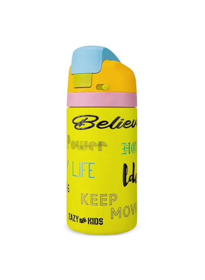 إيزي كيدز Eazy Kids Personalized Stainless Steel Water Bottle Bling w/ Straw and Spout 445 mL Bling