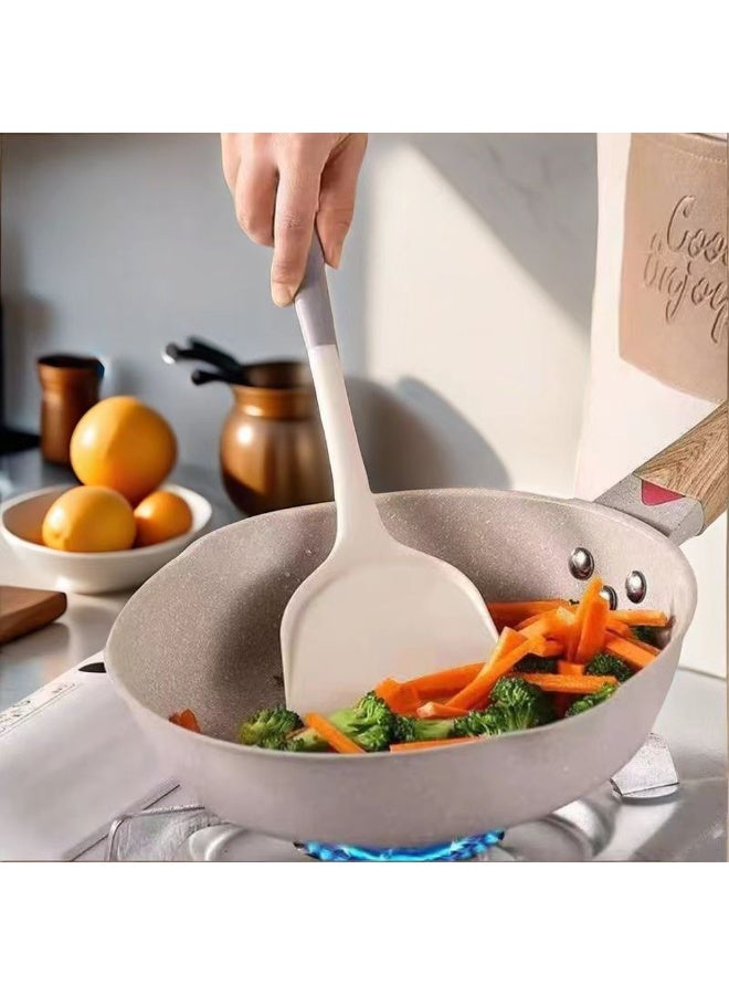 3-Piece Silicone Kitchen Utensil Set for Non-Stick Cookware, High Heat Resistant - Cream/Grey - Image 3
