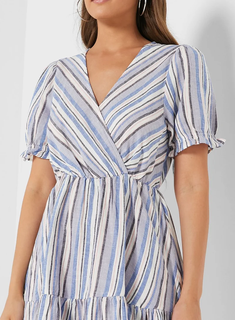 ONLY Puff Sleeve Striped Dress