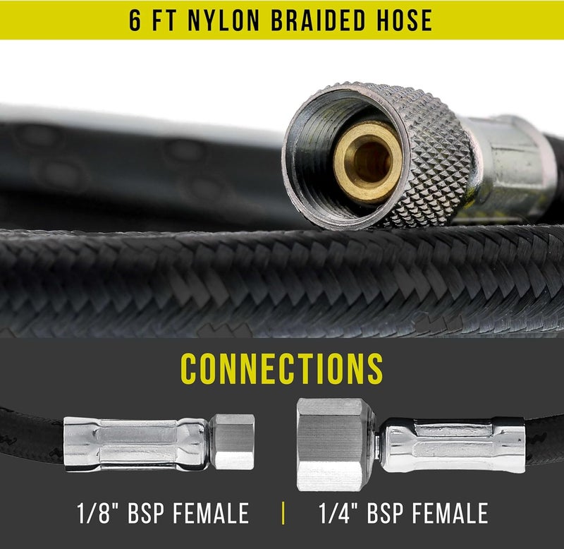 Master Airbrush Premium 6 Foot Nylon Braided Airbrush Hose with 1/8" and 1/4" Fittings - Image 2