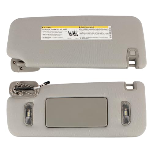 PEVAST Left Driver Side Sun Visor with LED Lights Compatible with 2014-2019 GMC Sierra/Sierra Denali 1500 2500 3500 2014-2019 Chevrolet Silverado 1500 2500 3500 Sunvisor Replace 23459654 (Gray) - Image 2