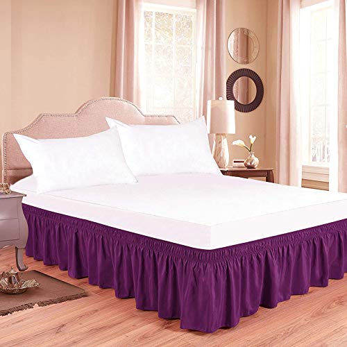 YRM Bedding's Purple Bed Skirt Wrap Around 600 Microfiber with Easy Fit with 15 Inch Tailored Drop Shrinkage and Fade Resistant with Microfiber 15 Bed Skirt Double Bed 48 x 72 - Image 1