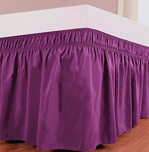 YRM Bedding's Purple Bed Skirt Wrap Around 600 Microfiber with Easy Fit with 15 Inch Tailored Drop Shrinkage and Fade Resistant with Microfiber 15 Bed Skirt Double Bed 48 x 72 - Image 2