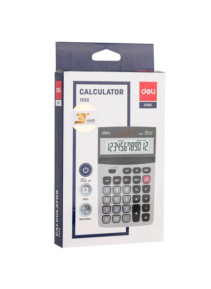 Deli Deli E1222 Metal Calculator - 12 Digits - Silver  - Image 3