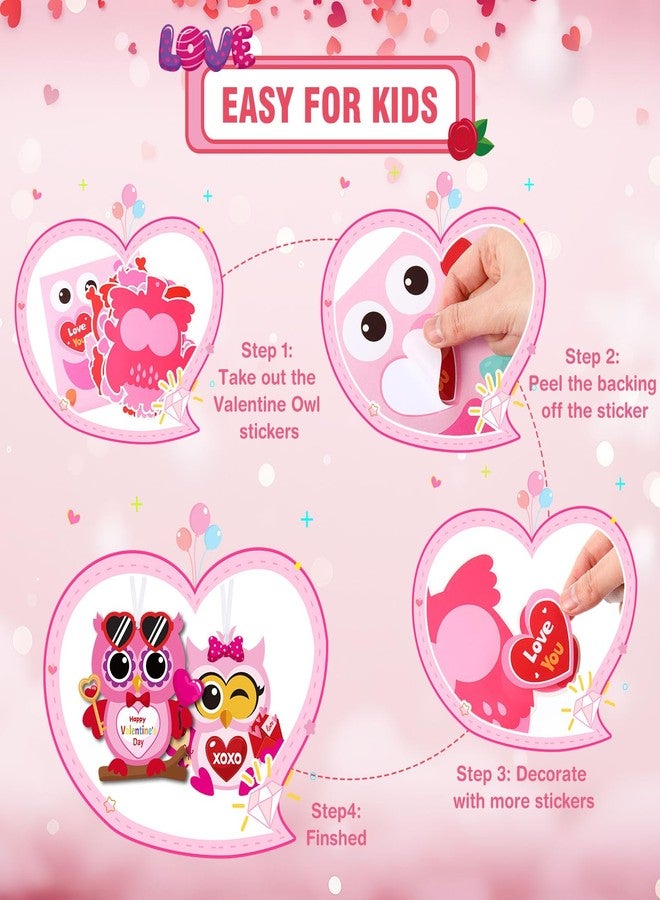 Chiisong 48 Pcs Valentine's Day Craft Kits DIY Valentine's Heart Craft Ornaments Kit Make Your Own Valentine Crafts for Gift Home Game Activities(Owl) - Image 3