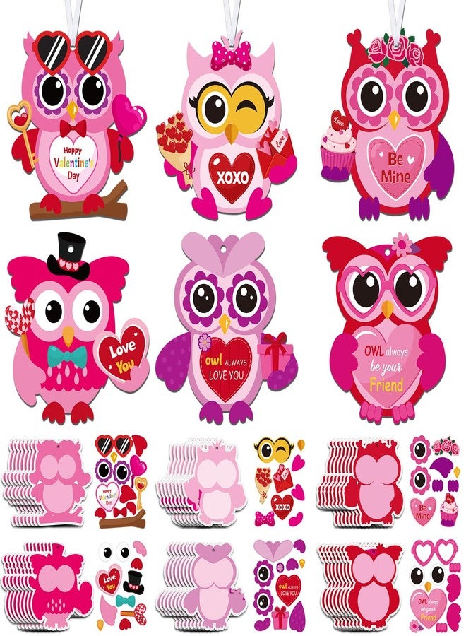 Chiisong 48 Pcs Valentine's Day Craft Kits DIY Valentine's Heart Craft Ornaments Kit Make Your Own Valentine Crafts for Gift Home Game Activities(Owl) - Image 1